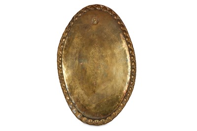Lot 149 - AN OVAL TIBETAN BRASS PLATE WITH VAJRAYOGINI....