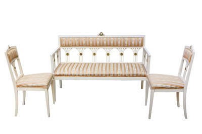 Lot 21 - GUSTAVIAN: A Sofa and pair of matching Chairs,...