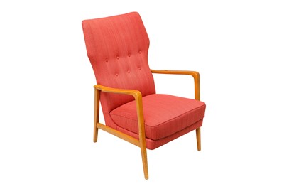 Lot 38 - SWEDEN: An Armchair, c.1960, beech frame, pink...