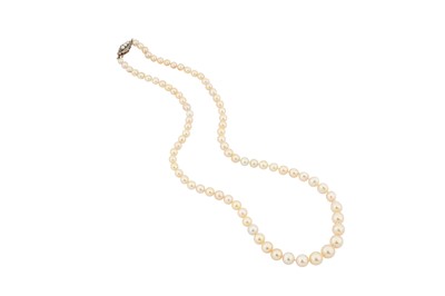 Lot 8 - A pearl necklace The single strand of...