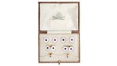 Lot 7 - An amethyst and mother-of-pearl dress set,...