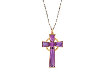 Lot 2 - An amethyst cross necklace The Celtic cross...