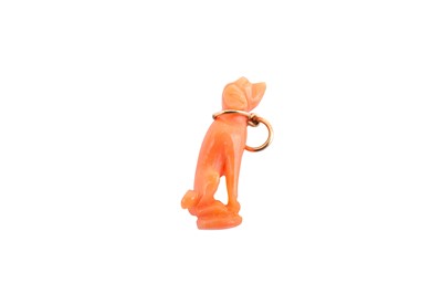 Lot 67 - A coral dog fob Modelled as a seated spaniel,...