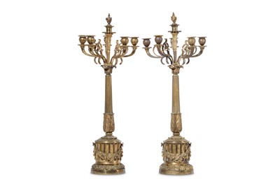 Lot 179 - A PAIR OF 19TH CENTURY AND LATER GILT BRONZE...