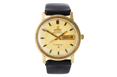 Lot 8 - OMEGA. A MENS PLATED  STAINLESS STEEL...