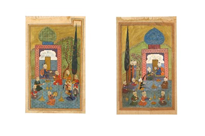 Lot 154 - TWO PAINTINGS OF COURT GATHERINGS Iran, 18th...