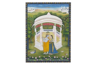 Lot 378 - KRISHNA SERENADING RADHA  Kangra, Pahari Hills,...