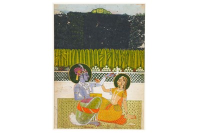 Lot 390 - KRISHNA AND RADHA IN A GARDEN  Kishangarh...