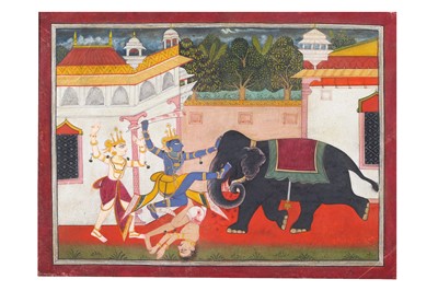 Lot 339 - RAMA AND LAKSHMANA FIGHTING THE ELEPHANT-DEMON...