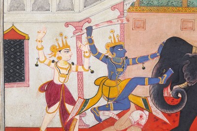 Lot 339 - RAMA AND LAKSHMANA FIGHTING THE ELEPHANT-DEMON...