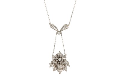 Lot 191 - A diamond floral necklace The stylised...