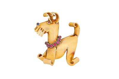 Lot 257 - A novelty dog brooch Designed as a Scottish...