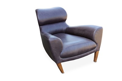 Lot 131 - LINLEY- Aston armchair, leather and walnut,...