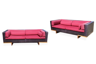 Lot 609 - LINLEY: A pair of Lizard Sofas, leather and...