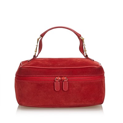 Lot 263 - Gucci Red Suede Leather Vanity Bag, leather...