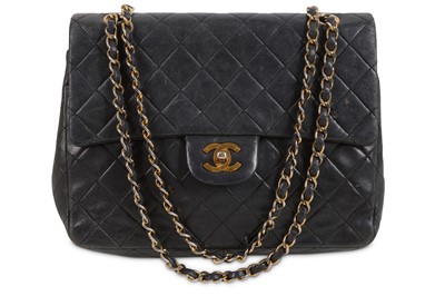Lot 364 - Chanel Black Double Flap Bag, c. 1989-91,...