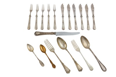 Lot 698 - A mixed group of continental silver flatware...