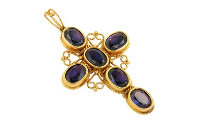 Lot 535 - A synthetic sapphire cross pendant The...