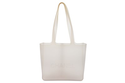 Lot 374 - Chanel Grey Rubber Beach Bag, rubberized bag...
