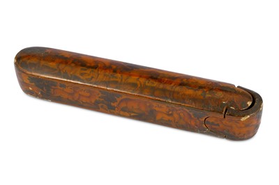 Lot 246 - A QAJAR LACQUERED PAPIER-MÂCHÉ PEN CASE...