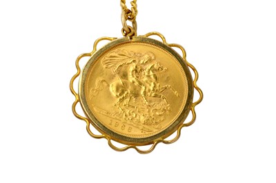 Lot 538 - A sovereign pendant necklace The loose-mounted...