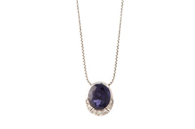 Lot 217 - An amethyst and diamond pendant necklace and...