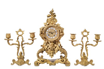 Lot 99 - A MID 19TH CENTURY FRENCH GILT BRONZE CLOCK...