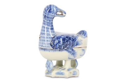 Lot 467 - A CHINESE BLUE AND WHITE 'DUCK' INCENSE BURNER...