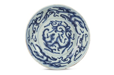 Lot 159 - A CHINESE BLUE AND WHITE ‘DRAGON’ DISH. Late...