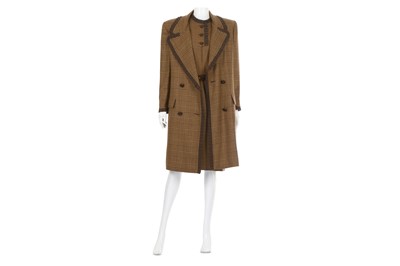 Lot 449 - Valentino Brown Dress and Coat Ensemble, 1980s,...