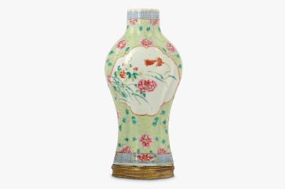 Lot 24 - A CHINESE FAMILLE ROSE BALUSTER VASE.