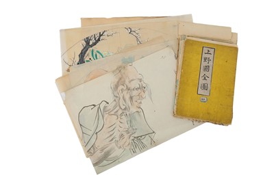 Lot 22 - A GROUP OF DRAWINGS AND A MAP. 19th/20th...