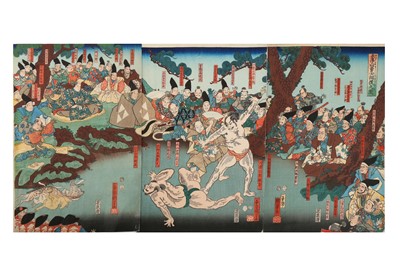 Lot 1099 - UTAGAWA KUNIYOSHI (1797 - 1861). Oban triptych,...