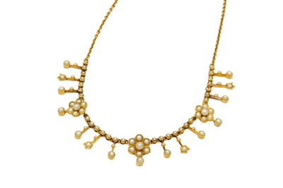 Lot 501 - A seed pearl fringe necklace, first half of...