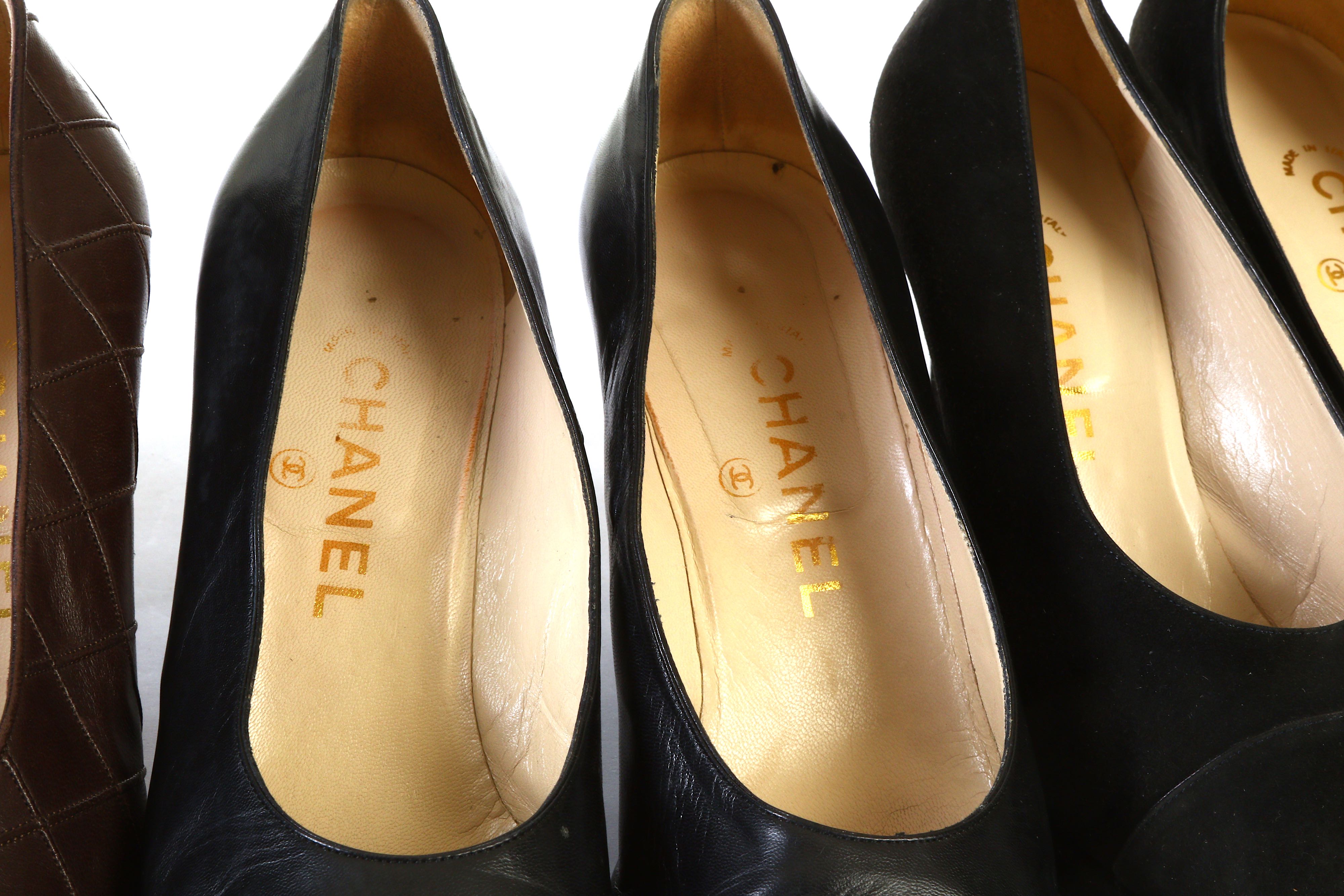 Lot 92 - Four Pairs of Vintage Chanel Shoes, to