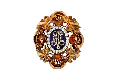 Lot 227 - A mid 19th century enamel and diamond brooch...