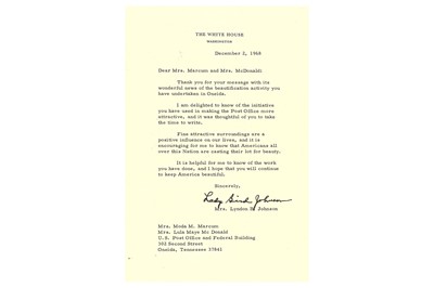 Lot 282 - Johnson (Lady Bird) Typed letter signed ('Lady...