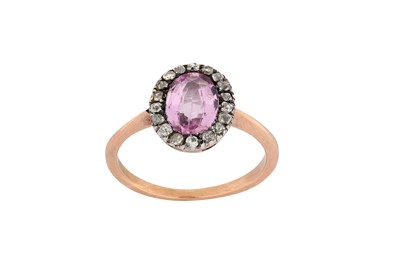 Lot 12 - A 19th century pink topaz and diamond ring The...