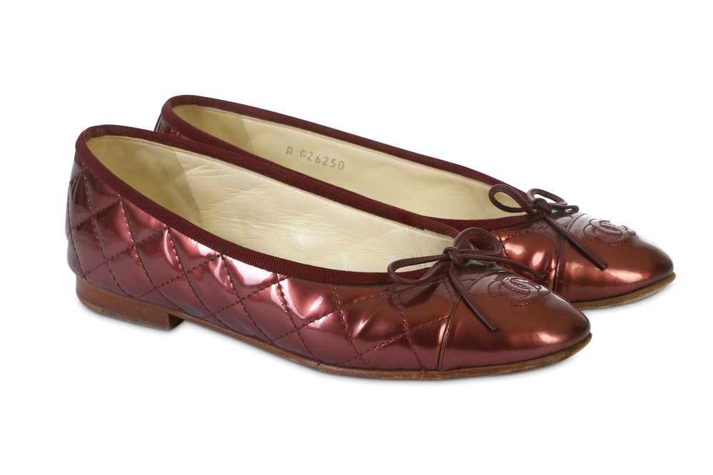 Lot 44 - Chanel Plum Metallic Ballerina Flats, patent...