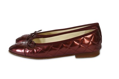 Lot 44 - Chanel Plum Metallic Ballerina Flats, patent...