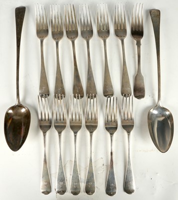 Lot 138 - Pair of Georgian III silver basting spoons,...