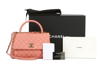 Lot 10 - Chanel Coral Pink Coco Handle Bag, c. 2019,...