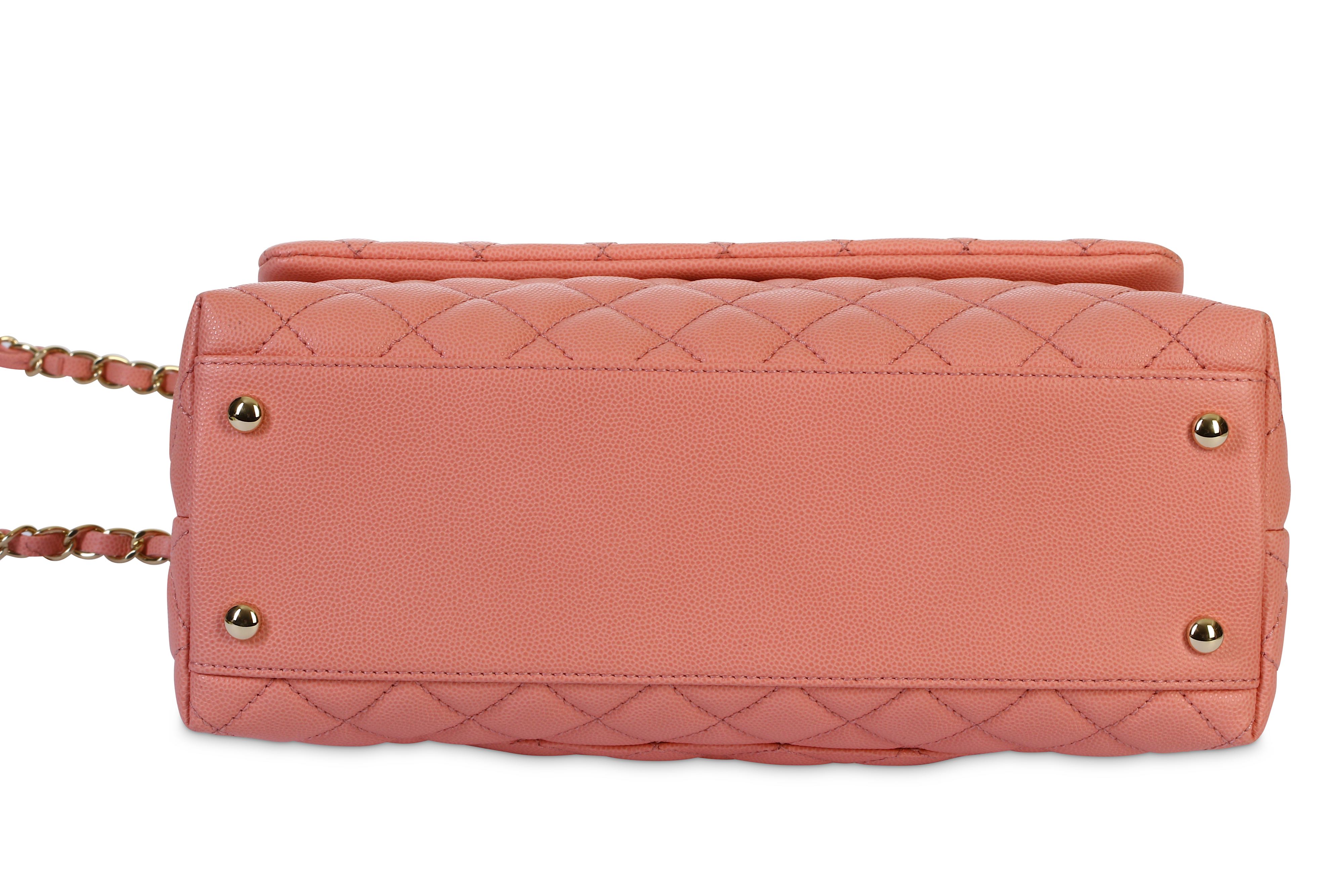 Lot 10 Chanel Coral Pink Coco Handle Bag C 19