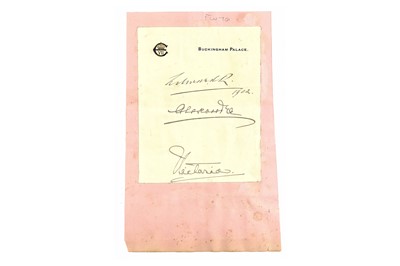 Lot 332 - Royal Signatures.- Page with 'Buckingham...
