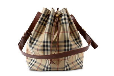 Lot 385 - Burberry Heritage Check Drawstring Bag, coated...
