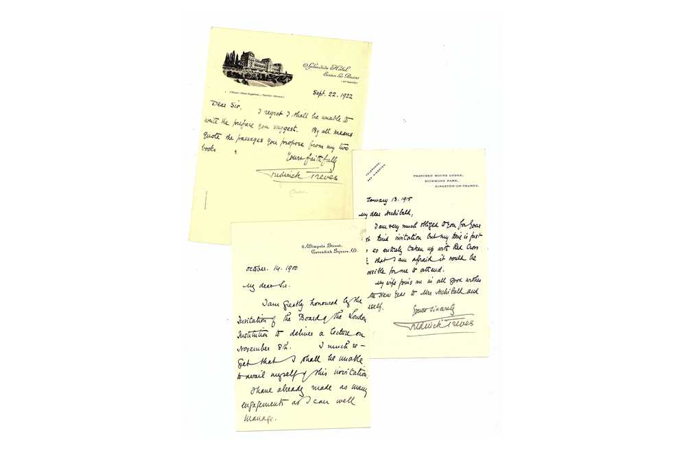 Lot 352 - Treves (Frederick) Autograph letter signed...
