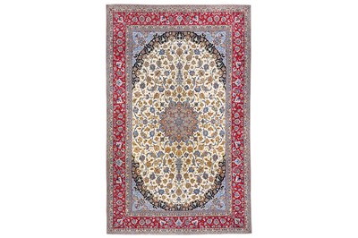 Lot 54 - AN EXTREMELY FINE PART SILK ISFAHAN CARPET,...