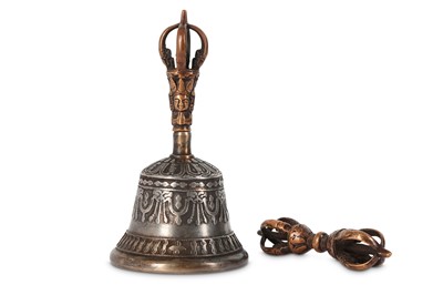 Lot 968 - A TIBETAN GHANTA BELL AND A VAJRA. Tibet, 17th...