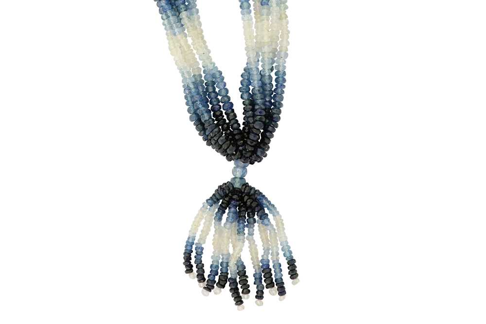 Lot 515 - A multi-coloured sapphire bead necklace...