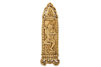 Lot 324 - A CHINESE BONE PLAQUE FROM AN IMPERIAL LAMA...